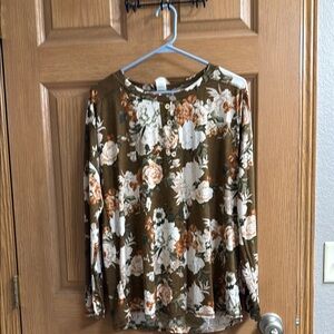 Floral Olive Green Women's Top
